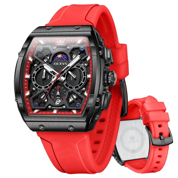 OLEVS Mens Watch Date Silica Gel Band Analog Quartz Watch
