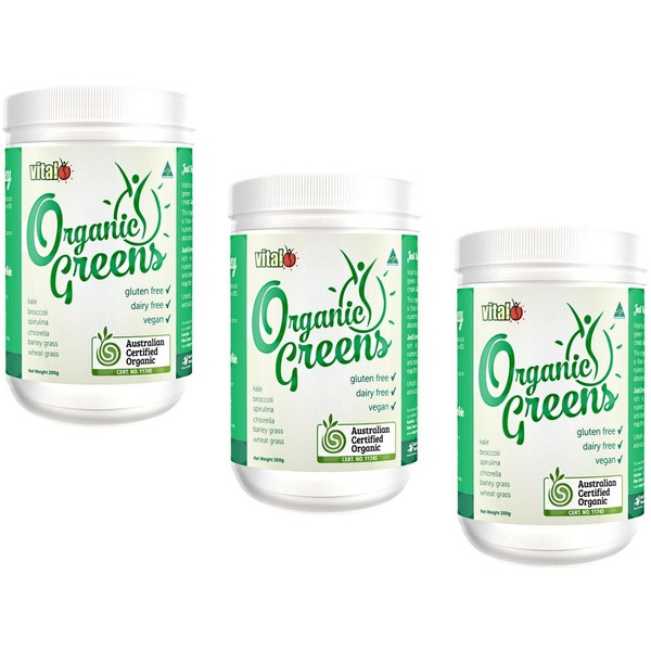 3 x 200g VITAL JUST GREENS Superfood Powder *  Antioxidants Cleansing Alkalising