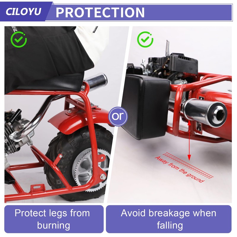 CILOYU Central Long Mini Bike Exhaust Header Pipe with Muffler