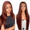 Hxxcoup Straight #33 Reddish Brown Human Hair Wig 13x6 Transparent