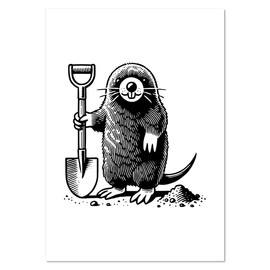 Azeeda A0+ 'Mole Digging With Shovel' Wall Poster/Print (PP00302109)