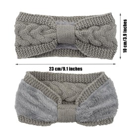 YOFASEN Pack of 2 Women's Winter Headbands, Lined Fleece Hair Bands, Elastic Headband, Ear Warmer, Hairband, Crochet Hair Accessories, Knitted Headband for Women and Girls (White + Pink)