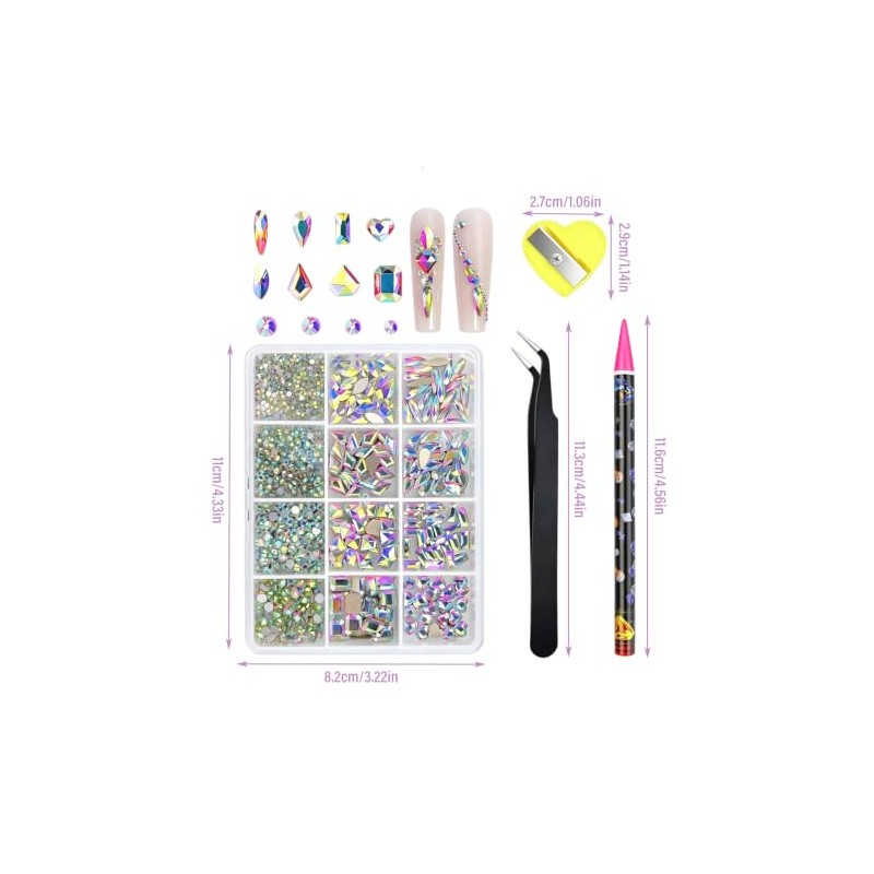 Nivofu diamantes de imitación para uñas, decoración de uñas