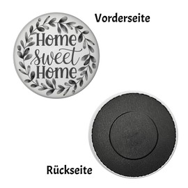 Home Sweet Home Magnet with Leaf Wreath Round Leaf Wreath in Elegant Writing Italic Decorated