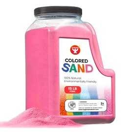 Hygloss Colored Sand for Crafts - 15 lb Bottle, Pink - Vibrant Colorful Fine Sensory Play Sand Art Kits for Kids - Classroom Activities for Children 3 4 5 6 7 8 9 10 11 12 - Safe for Ages 3+