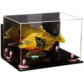 Better Display Cases Versatile Acrylic Display Case - Medium Rectangle Box with Mirror, Wall Mount and Pink Risers 12" x 8.25" x 8" (A004-PNR)