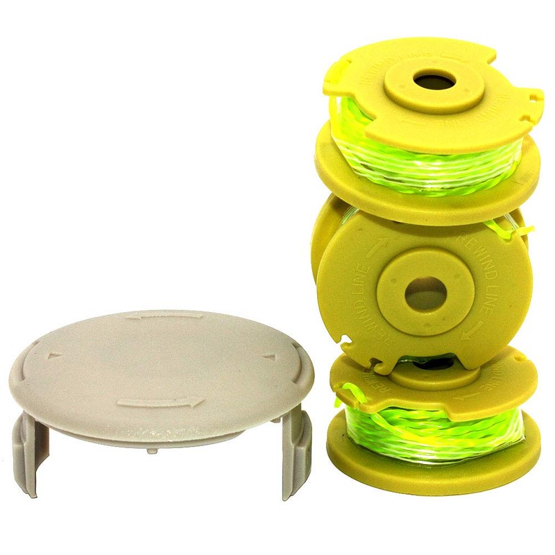 3PKS String Trimmer Spool Line with Cap Replaces Ryobi One