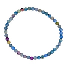 Taddart Minerals - Blue Grey Natural Gemstone Sapphire Bracelet with 4mm Beads on Elastic Nylon Thread - Handmade, sapphire, Sapphire