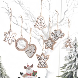 8 Pcs Wooden Christmas Hanging Decorations Christmas Tree Ornaments Christmas Trees Hanging Decorations for Christmas Party and Home Decor