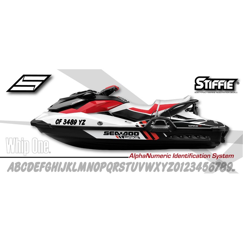 STIFFIE Whip-One Orange 3" Alpha-Numeric Registration Identification Numbers Stickers Decals