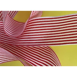 1 Pcs 2.5" Wide Candy Cane Peppermint Ribbon, Thin Red White Stripe Wired Ribbon, Ribbon for Crafts 5 Yards | #AA87RK