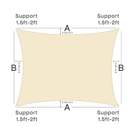 Vexoria Sun Shade Sail Canopy, 12' x 16' Rectangle 95% UV Block Shade Cover for Outdoor, Backyard Patio, Lawn, Garden, Sandbox Carpor Sand