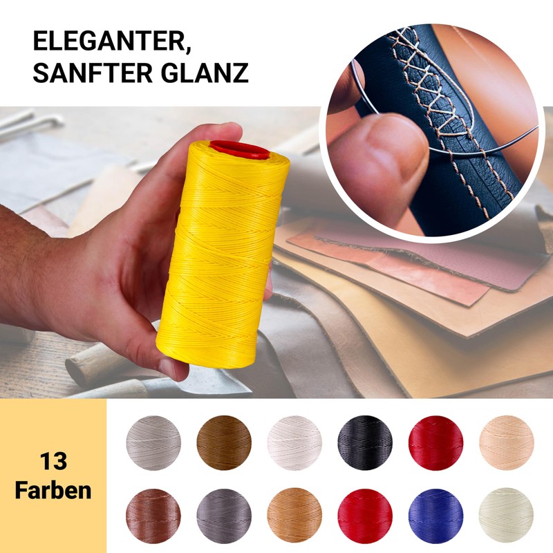Premium Waxed Leather Thread (250 Metres) - Extra Strong &