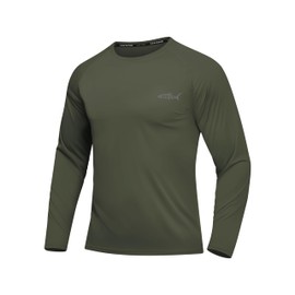 Men's UPF 50+ Sun Protection Shirts Rash Guard Long Sleeve Quick Dry Moisture Wicking Workouts Outdoor (AG L) Army Green