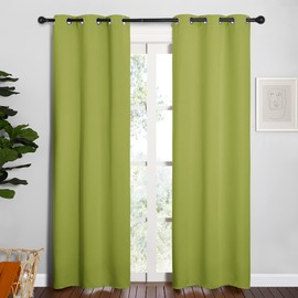 NICETOWN NICETOWN Green Blackout Curtains Window Panels, Window Treatment Thermal Insulated Solid Grommet Blackout Draperies/Drapes for Christmas Bedroom (Set of 2, 34 by 84 Long, Fresh Green)