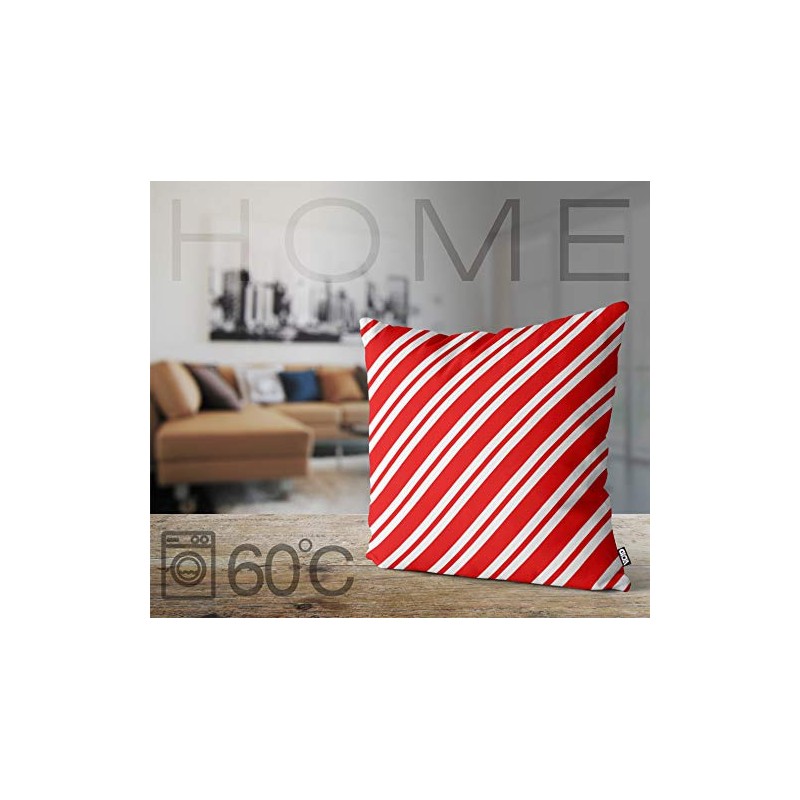 VOID White Red Striped Cushion Cover Polyester Waterproof Outdoor Indoor