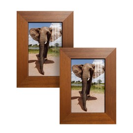 2 Pcs of 3.5 x 5 inch Solid Wood Picture Frame, High Definition Glass and High-end Modern Style Cream Colored for Wall and Tabletop Photo Display, Brown Wood Grain Frame - GAL083