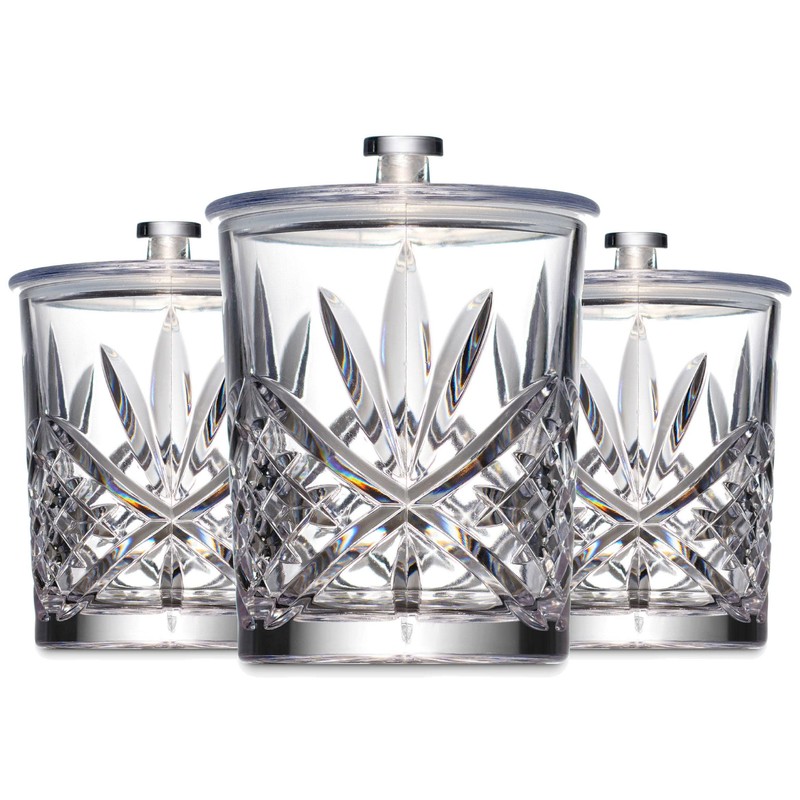 Godinger Storage Jars with Lids Set, Canister Set, Apothecary Jars,