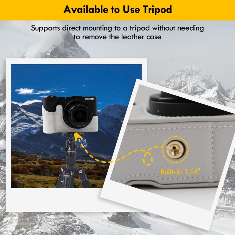 Rieibi Canon PowerShot V1 Grey PU Leather Half Case for