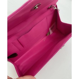 LeahWard Women's Faux Suede Clutch Bag Party Wedding Top Handle Handbag Purse Gift (Fuchsia Suede)