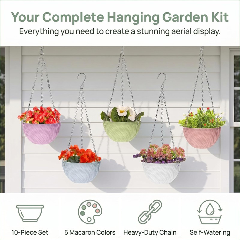 10 Pack Hanging Planters for Outdoor Plants, Small Hanging Basket