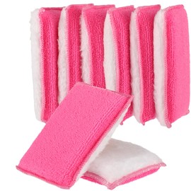 Mudder 8 Pcs Car Interior Scrubbing Sponge 5'' x 3'' Fiber Car Wax Applicator pad Household Cleaning Sponges for Leather Seat Couch Cleaning (Pink White)