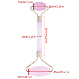 Natural Rose Quartz Jade Roller Double Head Rose Quartz Roller with Various Colors of Welding Metal Slim Face Beauty Massage Roller