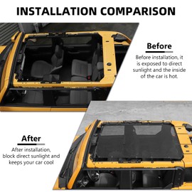 RAZPOY for Bronco Sunshade Mesh, Sun Shade Bikini Top Provides UV Sunshade Protection Compatible with 2021-2026 Ford Bronco Accessories 4-Door (Not Fit Bronco Sport)