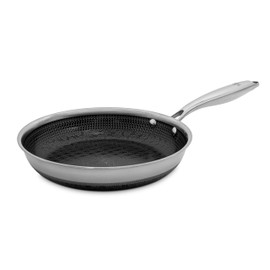 Hell's Kitchen Hybrid 9.5" Frying Pan, Tri-Clad Stainless Steel and Nonstick Ceramic PFAS Free, no PFOA, no PTFE, no Teflon, Non Toxic Cookware, Metal Utensil Safe, All Cooktops, Oven Safe