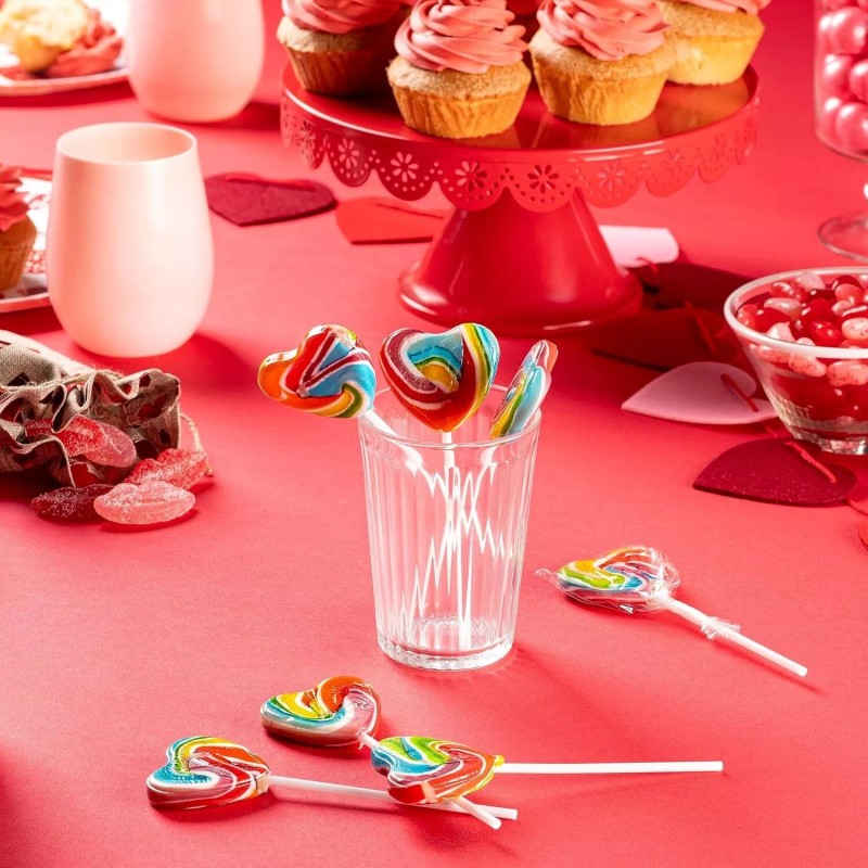 4YoreElves Heart Shaped Swirly Pops Valentine Edition 24 Lollies