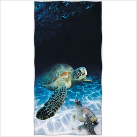 Zomer Beach Towel 70 x 140 cm, Printed Microfibre Bath Towel Giant Turtle