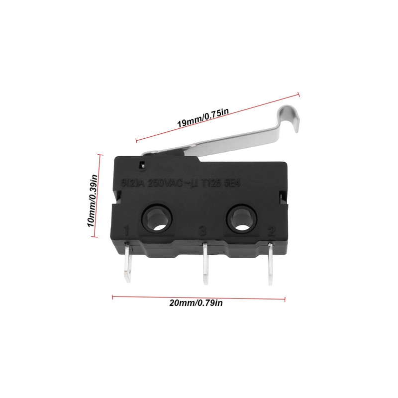 ECSiNG 4Pcs 3-Pin Silver Dot Crank Micro Switch 5A 125VAC