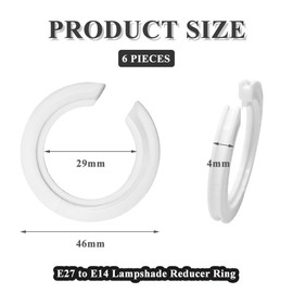 DAZISEN E27 to E14 Lamp Shade Ring Converter - 6 Pcs White Plastic White Lamp Shade Adapter Ring Fitting Light Fixtures Replacement E27 to E14 Lampshade Reducer Ring