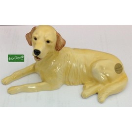 John Beswick "Golden Retriever Lying" 8.5cm JBD54, Hand-Painted Ceramic Sculptures, Gift Boxed