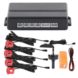 Car English Voice Broadcast Reverse Backup Parking Detector System with 4 Radar Sensor Red