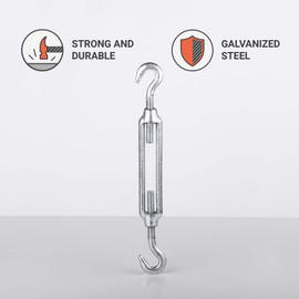 Pack of 2 Wire Tensioners 12 x 125 mm Sieve M12 Galvanised Steel DIN 1480 Hook Rope Tension Heavy Duty (2)