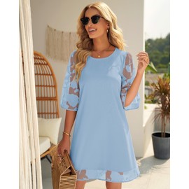 LookbookStore Short Homecoming Dresses Womens Fall Dress Summer Bridal Shower Dresses for Guest Blue Summer Dresses for Women 2024 Casual Size XX-Large Size 20 22