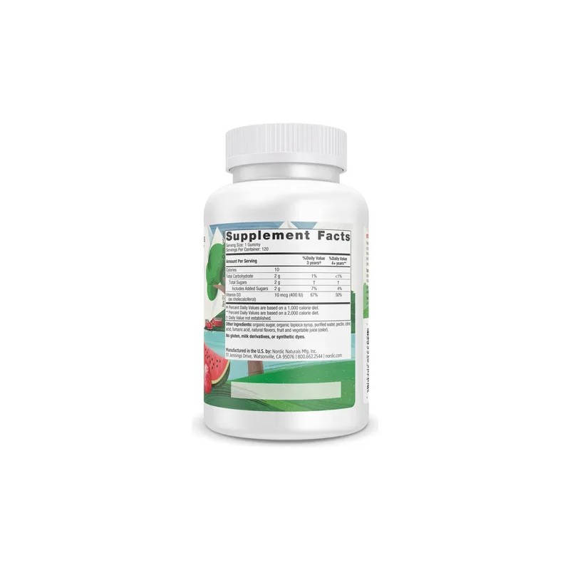 Nordic Naturals Gomitas De Sandía Y Vitamina D3 Para Niños