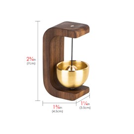 Golden Decorative Shopkeepers Bell for Door Opening - Magnetic Wood Doorbell with Brass Bell, Ideal Entrance Hanging Chime for Wall, Store, Wardrobe, Fridge and Shop Decoration