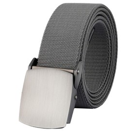 KYEYGWO Men's Elastic Stretch Belt Nylon Belt with Automatic Buckle 130 cm, Width Approx. 4 cm, #2-grey