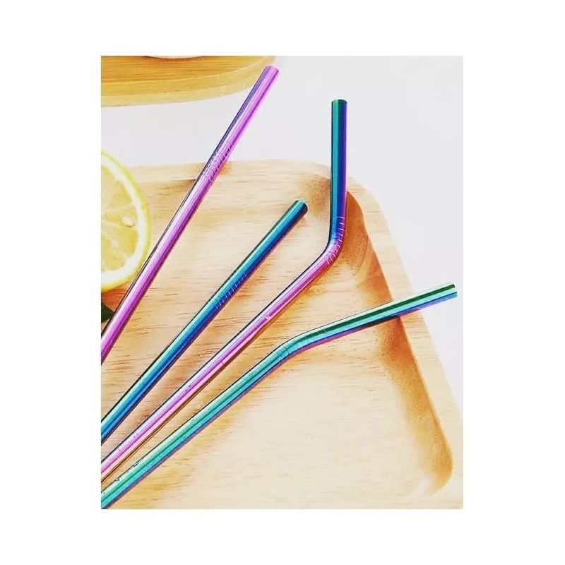 Veraly Set 4 Popotes Tornasol Acero Inoxidable Ecológicos 30oz Full