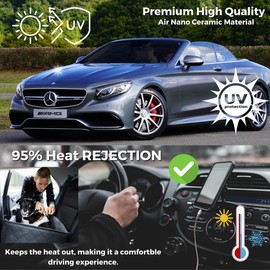 RockRose 20% Air Nano Ceramic Car Window Tint 40 in x 5FT 2PLY Charcoal Privacy Film Heat, UV 99%, and IRR 93% to 95% for Auto or Home Adhesive Film Easy Shrink, Plotter Friendly