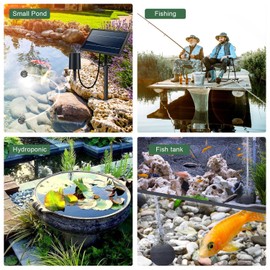 Lewisia 8W Solar Pond Aerator with Built-in 2400mAh Battery Backup, 3 Working Modes, 2 Air Stones, Solar Powered Air Pump for Pond Fish Tank Hydroponics Bubble Oxygenator