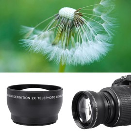 52mm 2X Telephoto Lens, Doubles Your Zoom, Waterproof, Scratch-Resistant, Oil Resistant, Lightweight and Portable - Compatible with 52mm Cameras - Front Thread for Filter Installation
