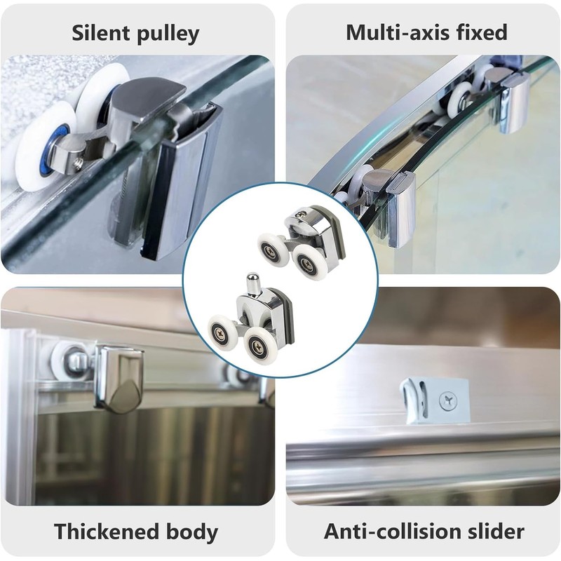 Replacement Shower Door Fixing Wheels 25mm in Chrome - 4x