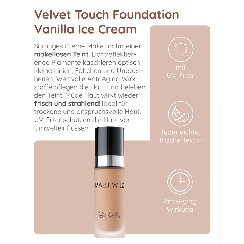 Malu Wilz Velvet Touch Foundation Vanilla Ice Cream 30ml I