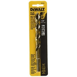 DEWALT DW1932 1/2-Inch Gold Ferrous Oxide Pilot Point Twist Drill Bit