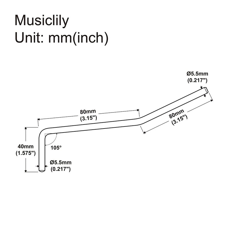 Musiclily Pro 5.5mm Push-in Tremolo Arm Whammy Bar for Strat