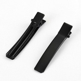 Rockreyoa Metal Duckbill Hair Clips, Small Crocodile Clips, Crocodile Clips, Hairdresser Alligator Clips, Hair Clips for Women, Hair Salon, Girls, Hair Styling, DIY Accessories, Black, 6 cm