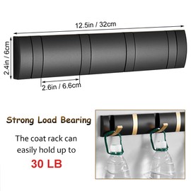 maifey Coat Hooks Wall Mounted with 4 Hooks, Black Heavy Duty Coat Rack for Wall, Space Aluminum Material, Folding Metal Wall Hooks for Hanging Towel Clothes Keys, Hats